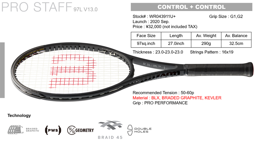 テニスラケット ウイルソン（Wilson）プロスタッフ 97L V13.0（PRO 