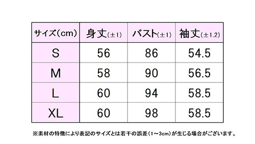 フィラサイズ表 
