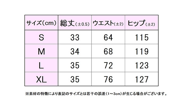 フィラサイズ表 
