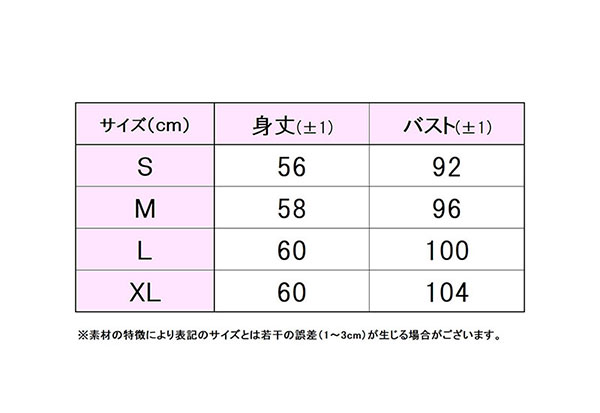 フィラサイズ表 
