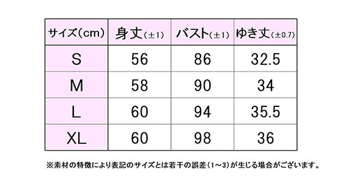 フィラサイズ表 
