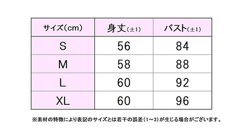 フィラサイズ表 
