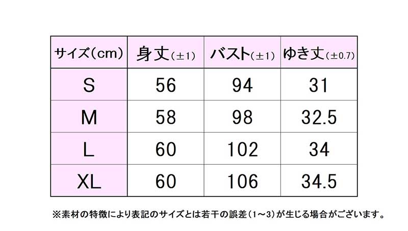 フィラサイズ表 
