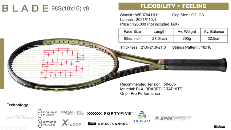 SALE☆40%OFF】ウイルソン(Wilson) テニスラケット ブレード 98S V8.0 (BLADE 98S V8.0) WR079411U+  | テニスショップＬＡＦＩＮＯ（ラフィノ）