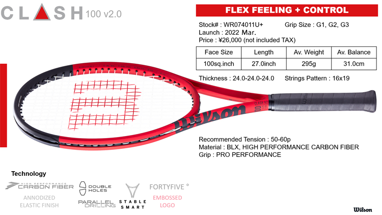 【SALE★在庫限り】ウイルソン(Wilson) 硬式テニスラケット クラッシュ 100 V2.0 (CLASH 100 V2.0