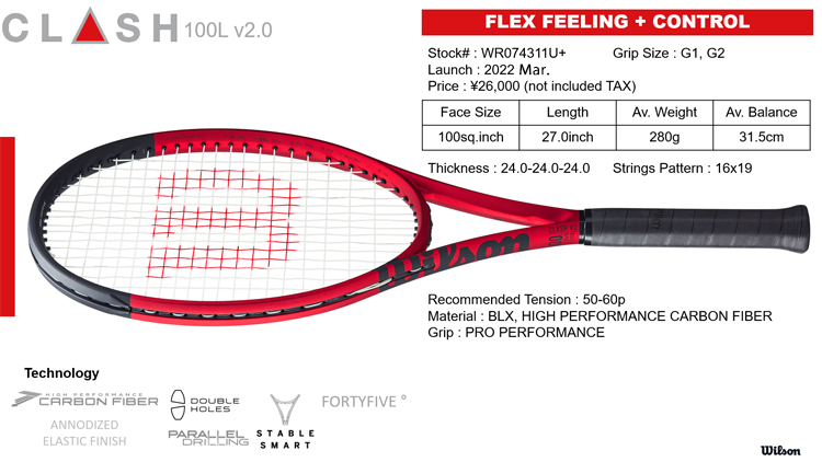 ウイルソン(Wilson) テニスラケット クラッシュ 100L V2.0 (CLASH 100L