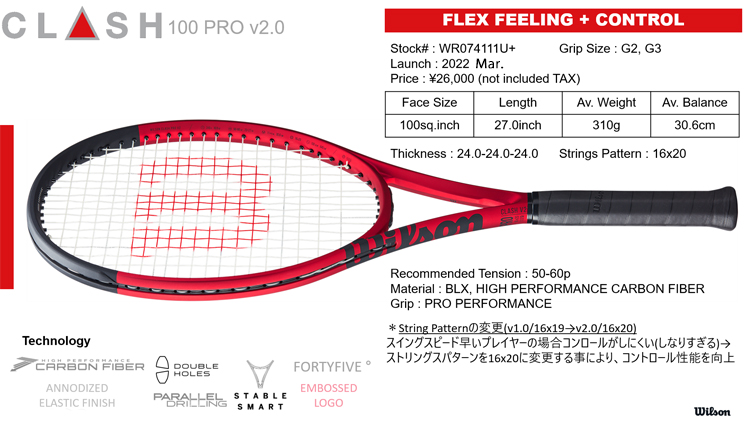 ウイルソン(Wilson) テニスラケット クラッシュ 100 プロ V2.0 (CLASH 