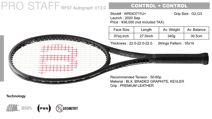テニスラケット ウイルソン（Wilson）プロスタッフ RF97 オートグラフ 