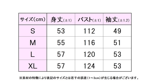 フィラサイズ表 

