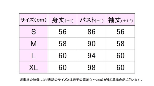 フィラサイズ表 
