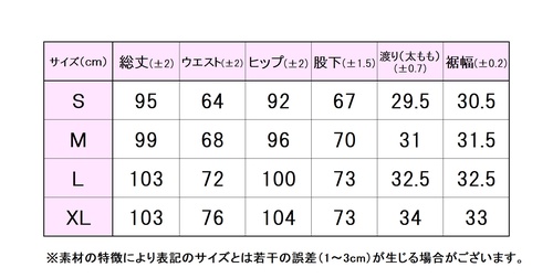フィラサイズ表