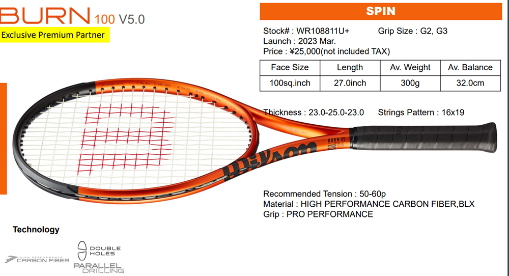 ウイルソン(Wilson) 硬式テニスラケット バーン 100 V5.0 (BURN 100 V5